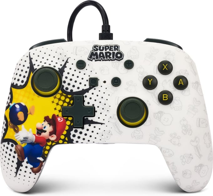 PowerA Enhanced Wired Controller for Nintendo Switch - Mario Bob-omb Blast - Wired Controller - Nintendo Switch