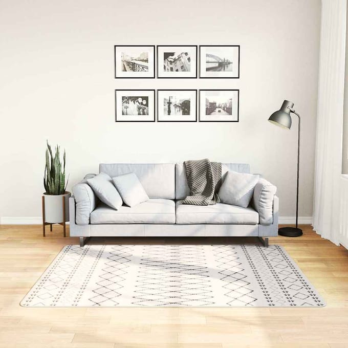 vidaXL Vloerkleed wasbaar 120x170 cm zwart en wit