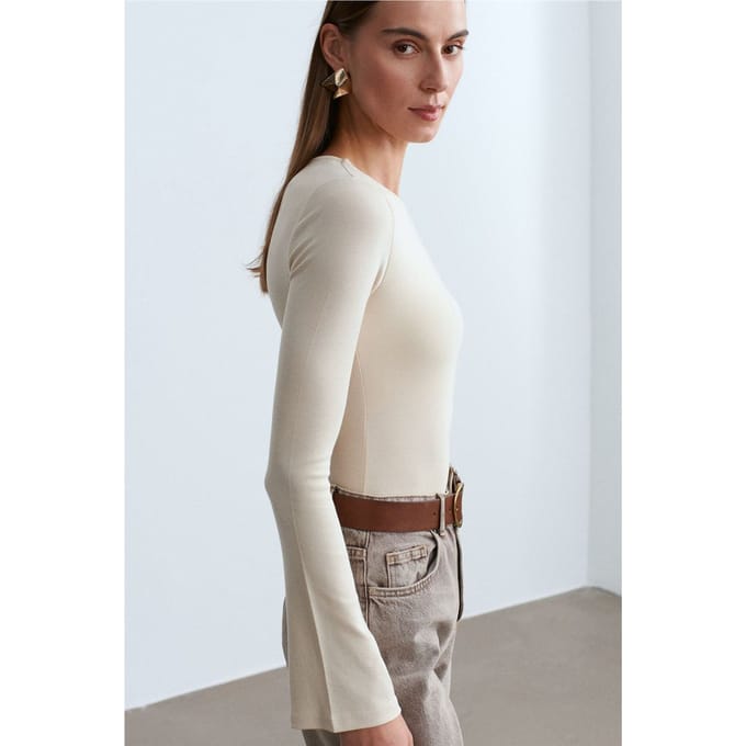 Slim Fit Lange Mouw Crew Neck Blouse