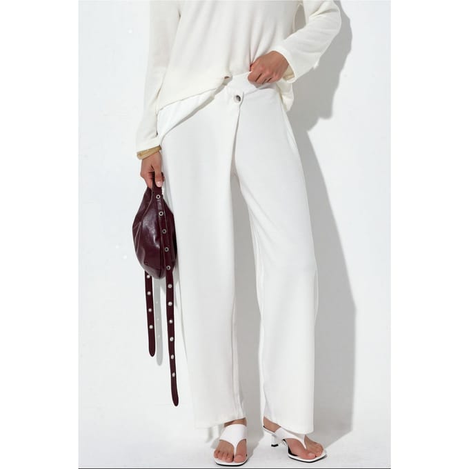 Dames Hoge Taille Wijde Pantalon van Crepe