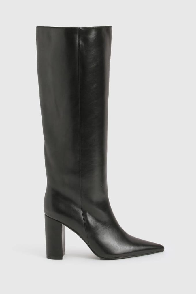 boohoo Dames Blokhak Kolomlaarzen | Black | Maat: 7