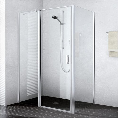 Kermi Liga swing door for shower tray 1-leaf with fixed panel 120 cm, stop left LI1GL120201AK