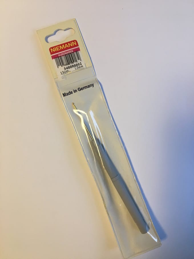 Addi haaknaald met vergulde punt en handgreep 1,0 mm