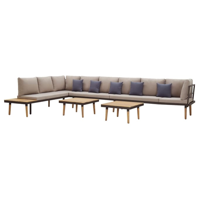 vidaXL - Loungeset - 8-zits - met - kussens - massief - acaciahout