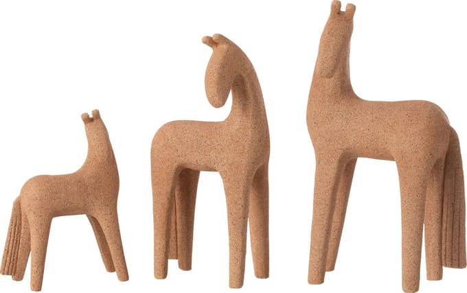 J-Line decoratie Paard Modern - polyresin - terracotta - set van 3
