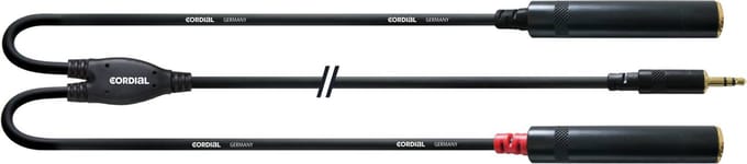 Cordial 2x jack mo fem /jack 3,5 st 0,3m Y-Audio-kabel CFY 0,3 WGG - Insert kabel