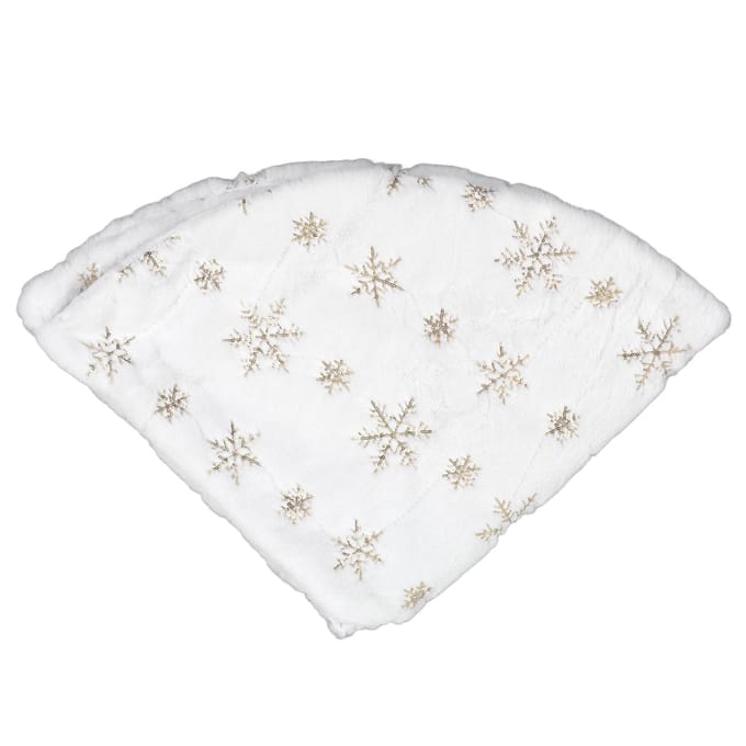 Jupe d'arbre de Noël 35,4 pouces Forme ronde Douce Confortable Blanche Tapis de support d'arbre de Noël pour la maison doré