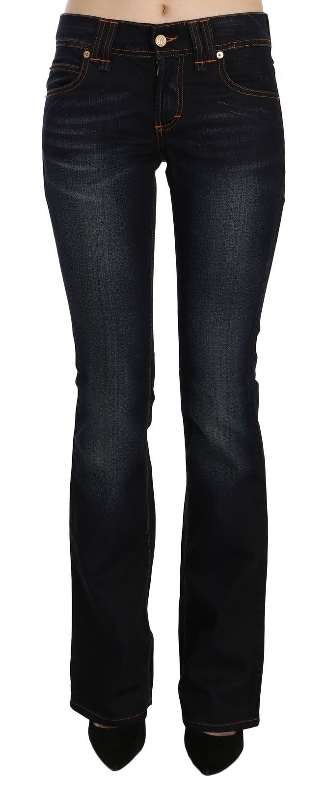 John Galliano Blauwe Gewassen Midden Taille Regular Leg Bootcut Spijkerbroek