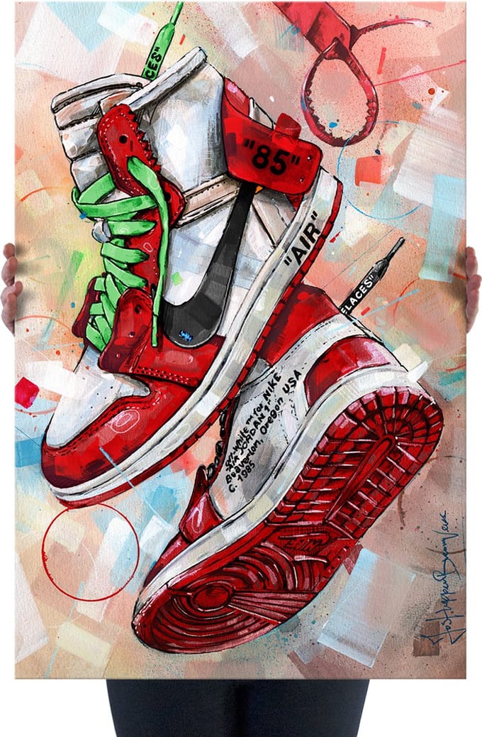 Sneaker canvas Off White Chicago - green laces 60x90 cm