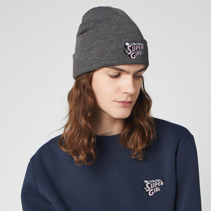 DC Super Girl Beanie Hat - Charcoal
