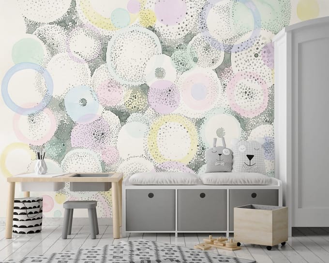Fotobehang - Bubbels - Vervaagd - Muurschildering - (208 x 146 cm)
