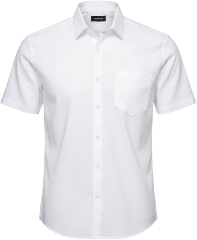 OMBRE Overhemd - Regular Fit - Katoen - Korte Mouw Gebroken Wit M