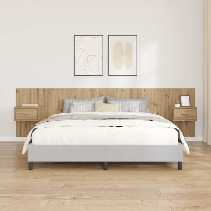 vidaXL - Hoofdeinde - Met - Kast - 3 - st - Artisan - Eiken - Bewerkt - hout