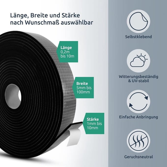 Zelfklevende EPDM Celrubber Afdichtband voor Diverse Toepassingen
