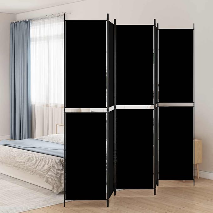 vidaXL - Kamerscherm - met - 5 - panelen - 250x220 - cm - stof - zwart