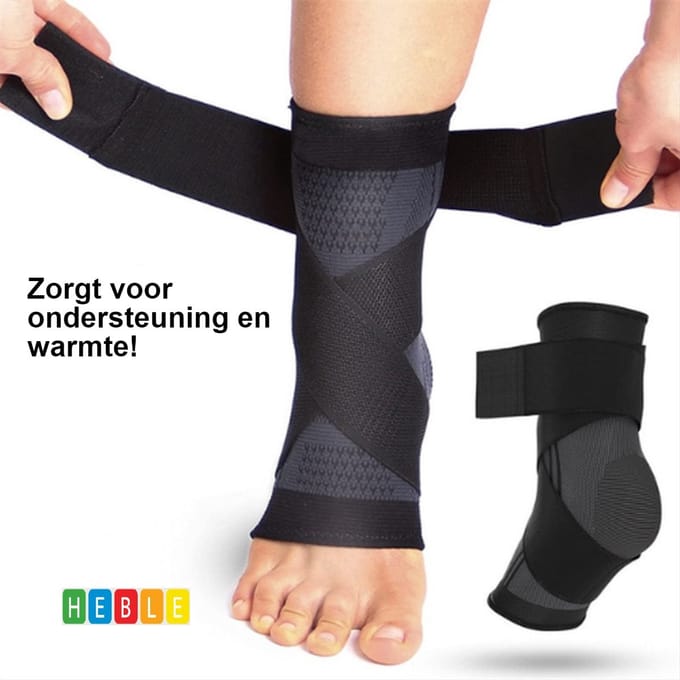 *** 2 stuks Verstelbare Enkelbandage Ondersteuning - Maat L - Duo Universeel - Zwart - van Heble® ***