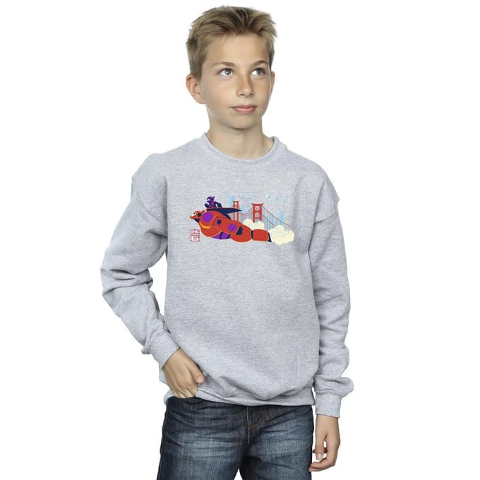 Disney Jongens Big Hero 6 Baymax Hiro Brug Sweatshirt (Sportgrijs)