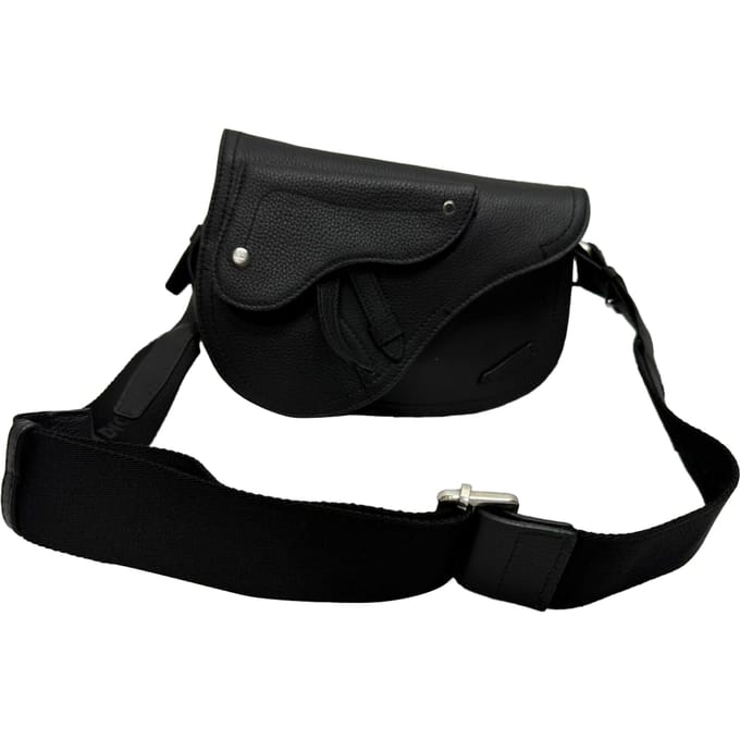 Dior Saddle Messenger Pouch in zwart generfd kalfsleer