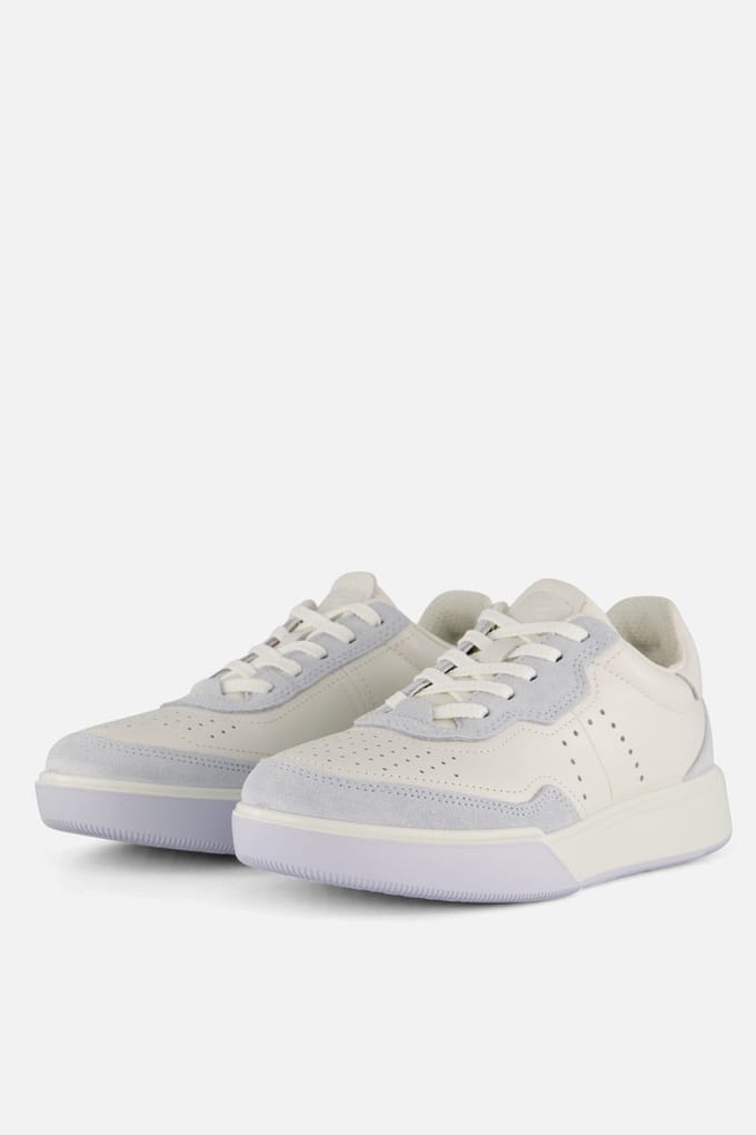 Ecco Street Court Sneakers wit Leer - Dames