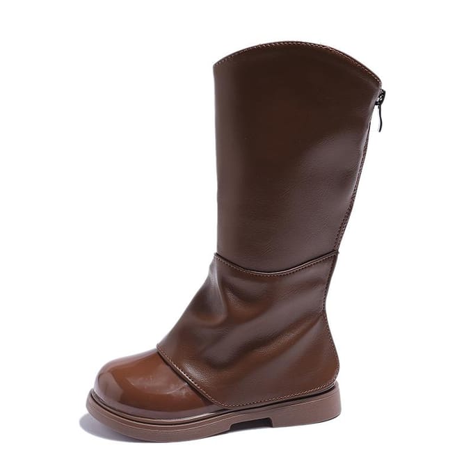Kinderen Knielaarzen Herfst Britse Meisjes Prinsessenlaarzen Kinderen Rits Pluche Comfortabel Antislip Lange Laars 36 bruin