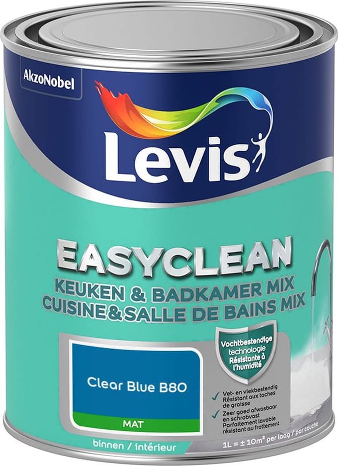 Levis - Easyclean Keuken & Badkamer Mix - Clear Blue B80 - Mengverf - 1 L