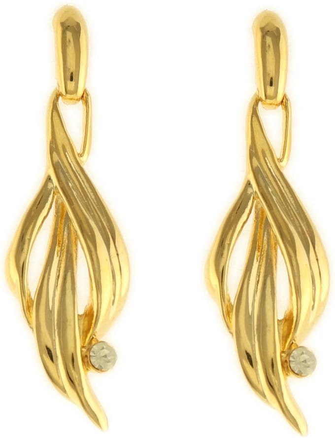 Behave - Dames oorbellen - Goudkleur hanger golvend design - 5,5 cm