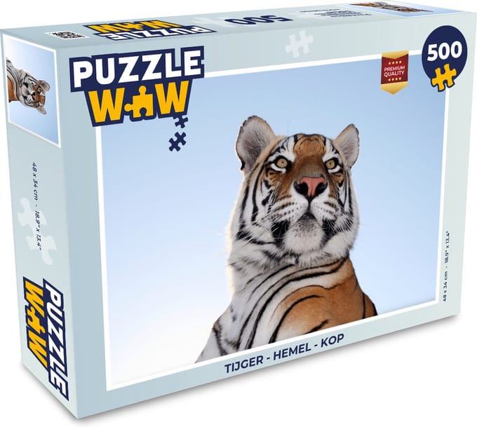 Puzzel Tijger - Hemel - Kop - Legpuzzel - Puzzel 500 stukjes