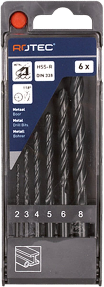 Rotec spiraalborenset '100', type N, 6-delig, Ø2 t/m 8 mm