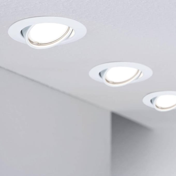 Inbouwlamp Base Basisset zwenkbaar rond 90 mm 20° GU10 max. 10W 230V dimbaar Wit