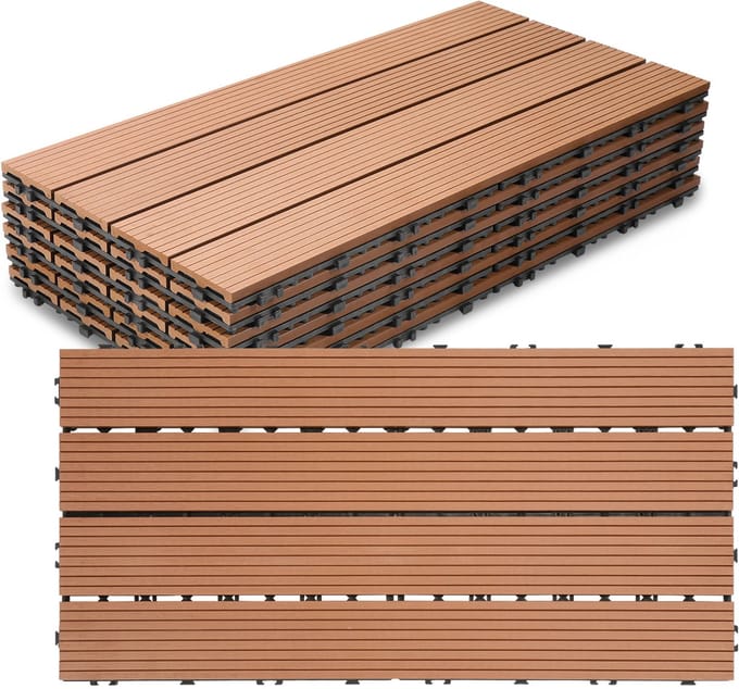 42x Terrastegels Terrastegels 30x60 cm, sterke composiet tegels voor terras Bruin