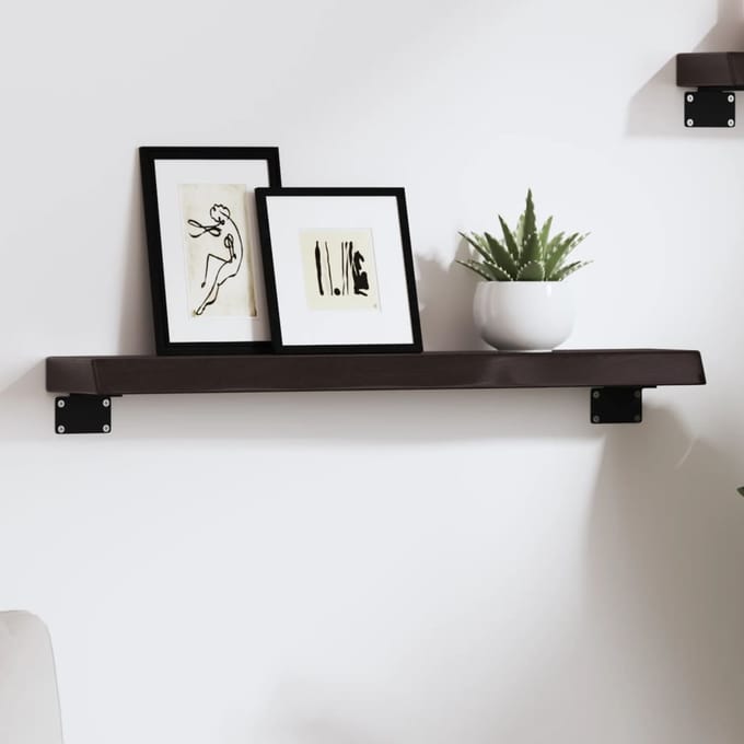 vidaXL - Wandschap - 60x10x4 - cm - behandeld - massief - eikenhout - donkerbruin