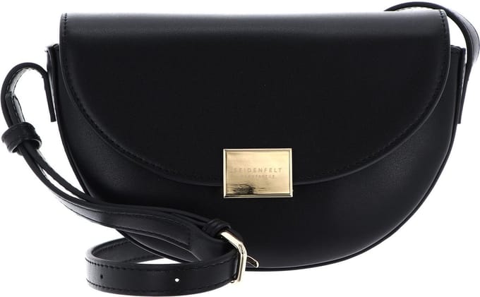 SEIDENFELT MANUFAKTUR Schoudertas Ellanda Saddle Bag Black / Gold Zwart