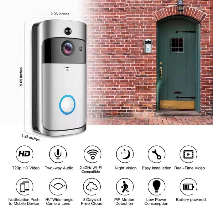 Smart Video Deurbel & Chime Home Draadloze APP Afstandsbediening Tweerichtingsgesprek Waterdichte beveiligingscamera wit