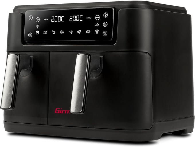 Heteluchtfriteuse - Airfryer - Gezond Koken - Dubbele Kookzones - 9 Liter - Zwart