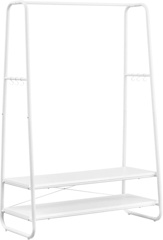 Famanu - Kledingrek met 2 planken en 6 haken wit