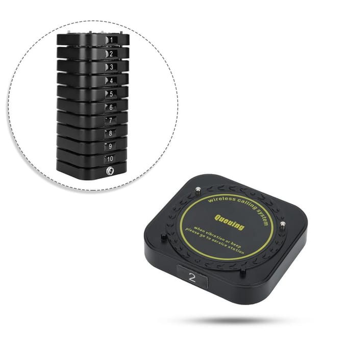 10 stuks Pakket voor SU-669-S Vibratie Geluid Licht Prompts Paging Wachtrijsysteem Ontvanger black