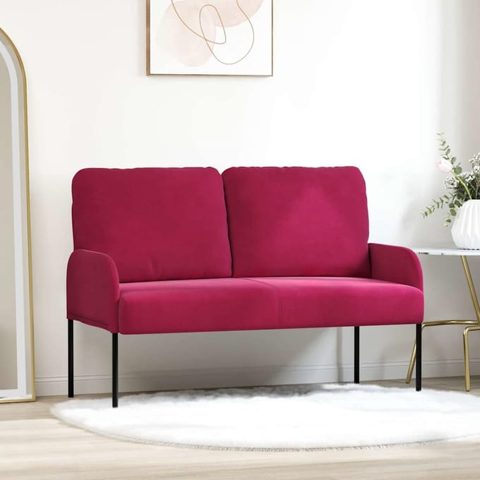 vidaXL Banken met kussen 110cm Wijnrood Multiplex