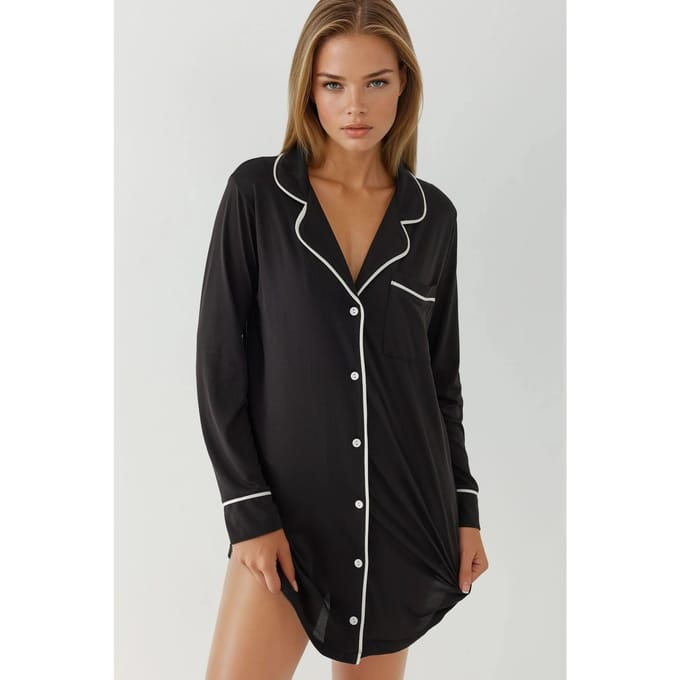 Extra Zachte Aanraak Relaxed Fit Mini Lounge Jurk met Kraag