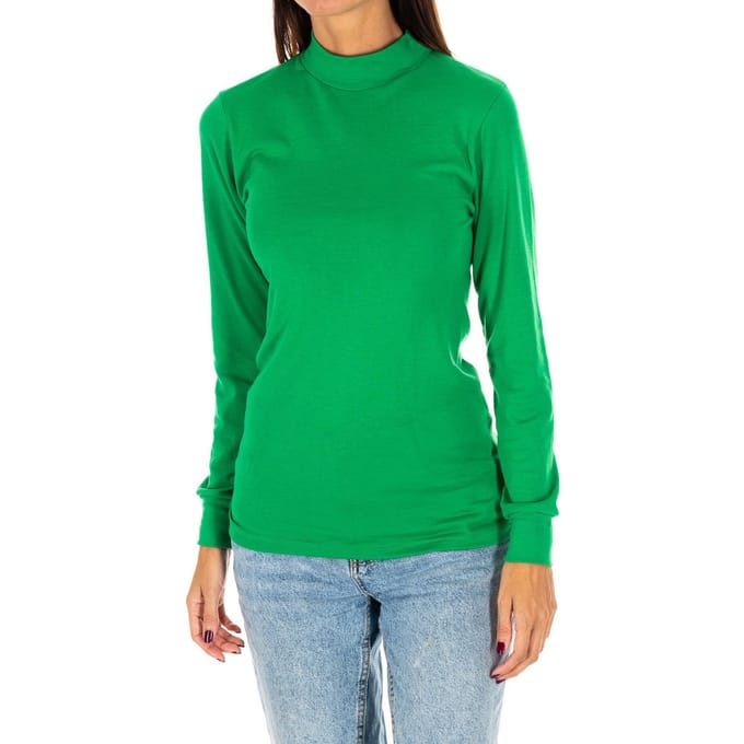 T-shirt met lange mouwen en halfhoge kraag 1625-M dames