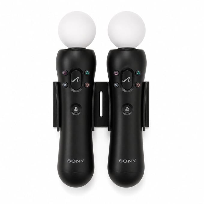 Controller wandhouder geschikt voor PlayStation Move - PS3 / PS4 / VR - Voor 2 controllers - Zonder boren - Zwart