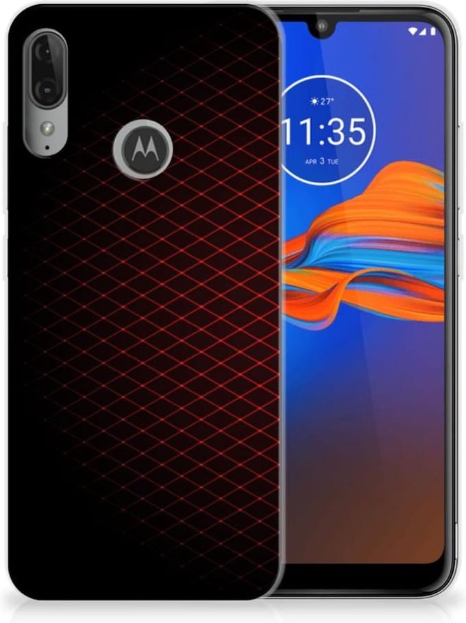 Motorola Moto E6 Plus TPU bumper Geruit Rood