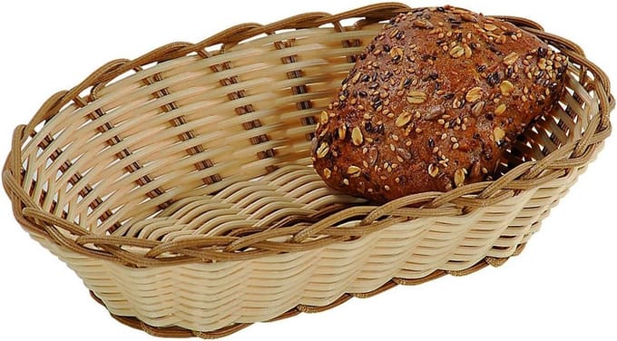 Ovale broodmand van kunststof 26 cm bruin