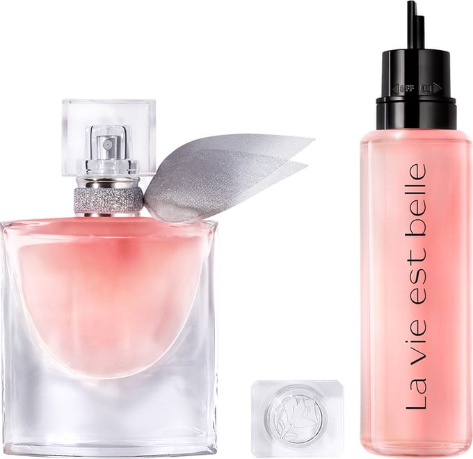 Lancôme 2-Step Refillable Routine Parfum voor Dames | Navulling - La Vie est Belle Eau de Parfum Navulbare Flacon 30ml & Navulling 100ml – Bloemige & Fruitige Damesparfum - Totaal 130ml
