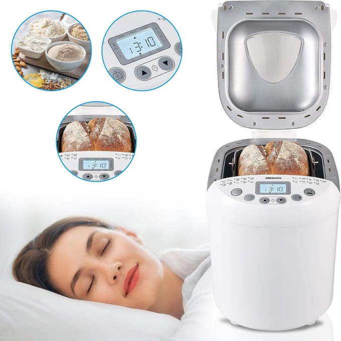 MKSS® Broodbakmachine met 19 Programma's en Timer - Broodmachine - Broodbakmachines - Voor Broodmix - 1000Gram - Wit