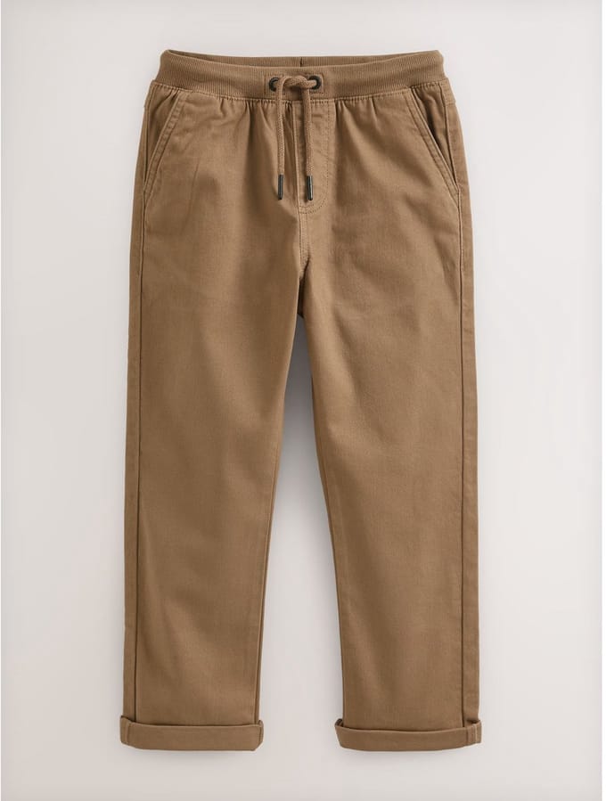 Next - Jongens - Instapbroek met geribbelde taille met standaard pasvorm - Bruin