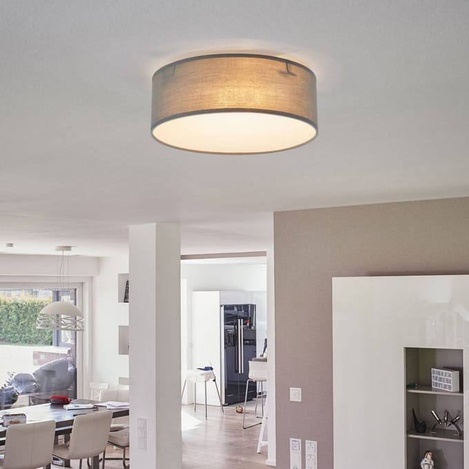 Smartwares Plafondlamp Plafond Dream, Ø 30 cm, textiel, grijs
