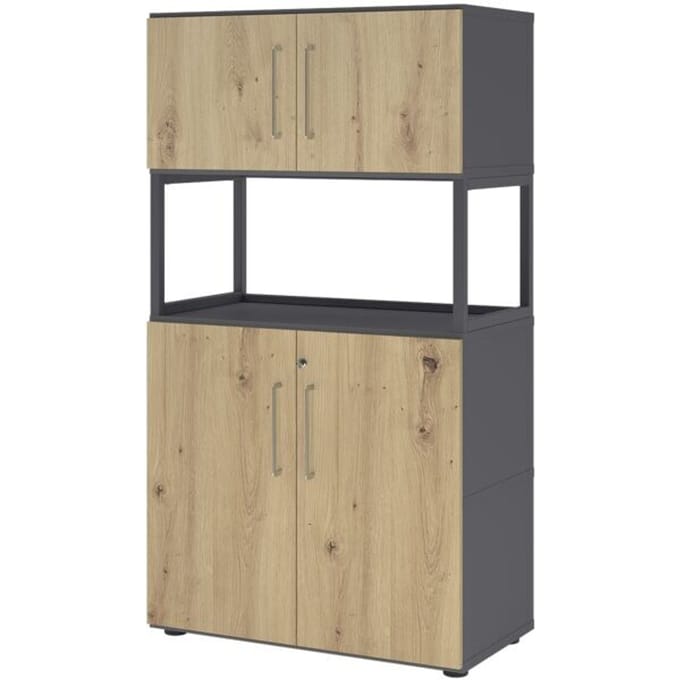 FlexWall | 4 OH | 2x deuren + frame | met verstelbare poten - Grafiet/Essen-Eik