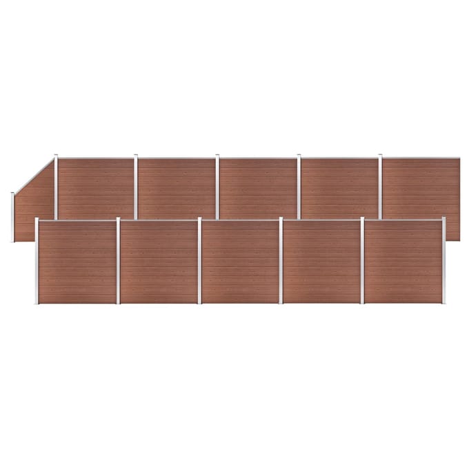 vidaXL - Schuttingset - 10 - vierkant - en - 1 - schuin - 1830x186 - cm - HKC - bruin