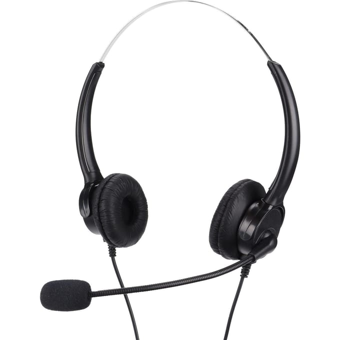 RJ9-telefoonheadset met snoer, binaurale telefoonhoofdtelefoon met ruisonderdrukkende microfoon voor callcenters