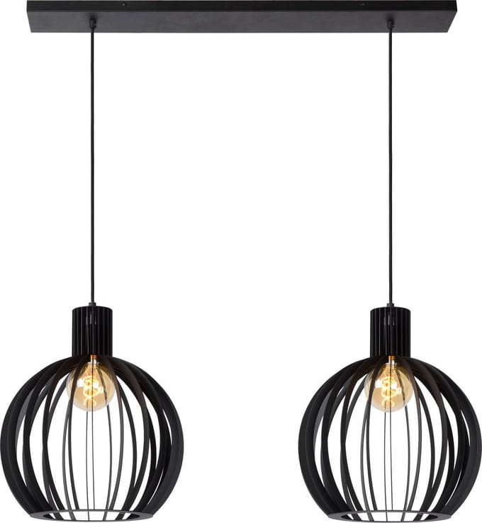 Lucide MIKAELA - Hanglamp - 2xE27 - Zwart